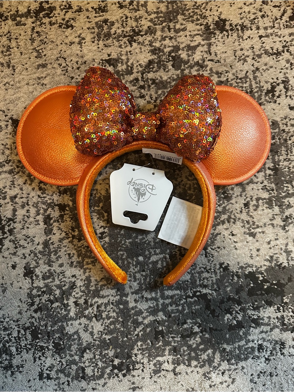 NWT Disney Parks Peach Punch Minnie Mouse Ears Sequin Bow Headband⁠